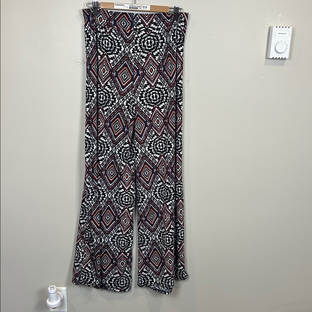 Vintage Boho Printed Wide-Leg‎ Palazzo Pants women’s size medium black burgundy - Picture 6 of 10